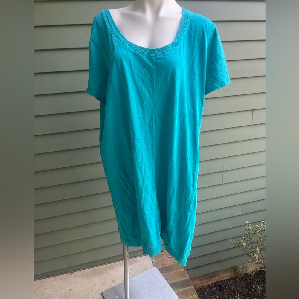 FLATTERING TEAL J Jill Scoop Neck 100% Cotton Top
